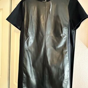 NWT:  Black FeauxLeather Short-Sleeve Dress